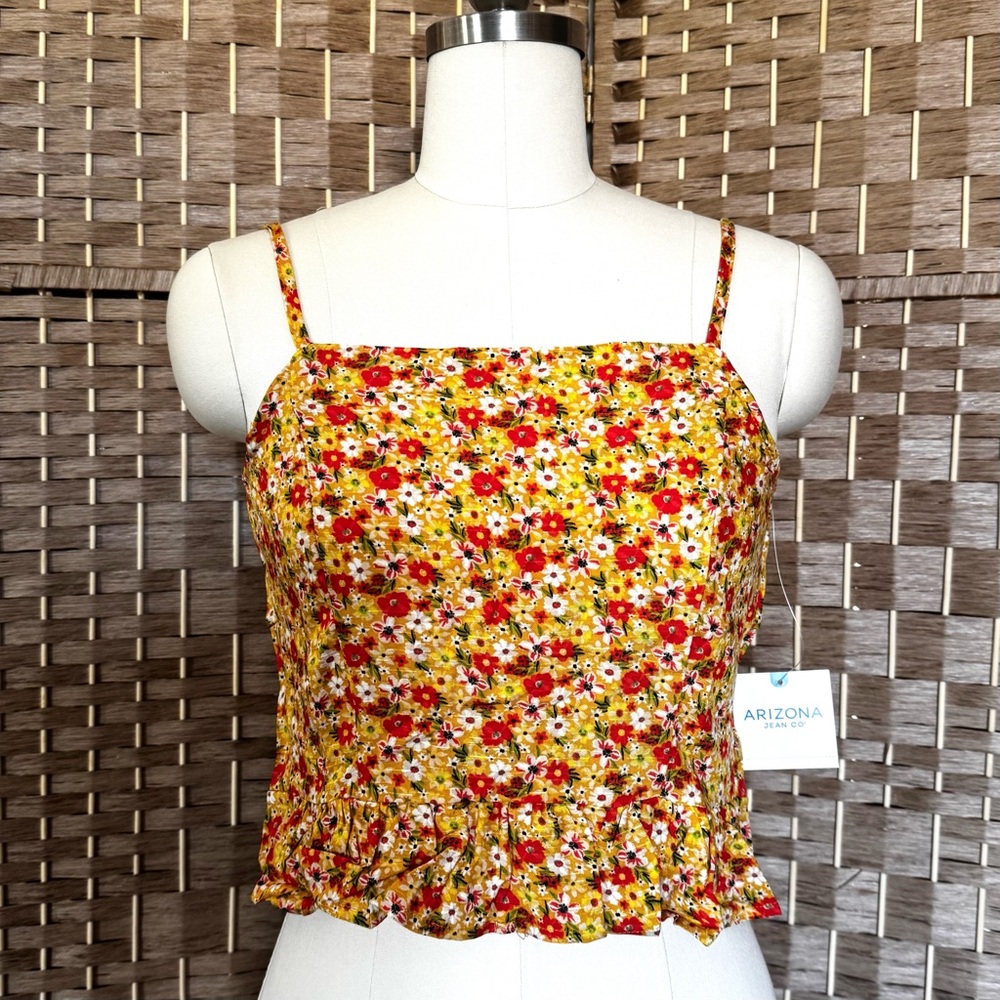 NWT ditsy floral print tie back AJC crop top S - Picture 3 of 10